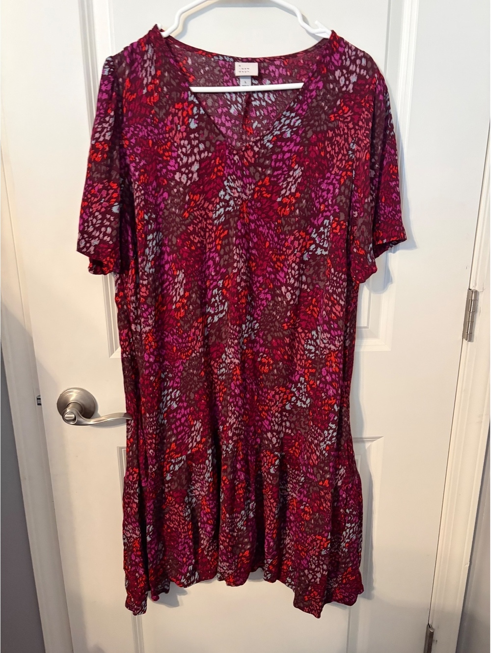 A New Day Women's Printed V-Neck Dress Large